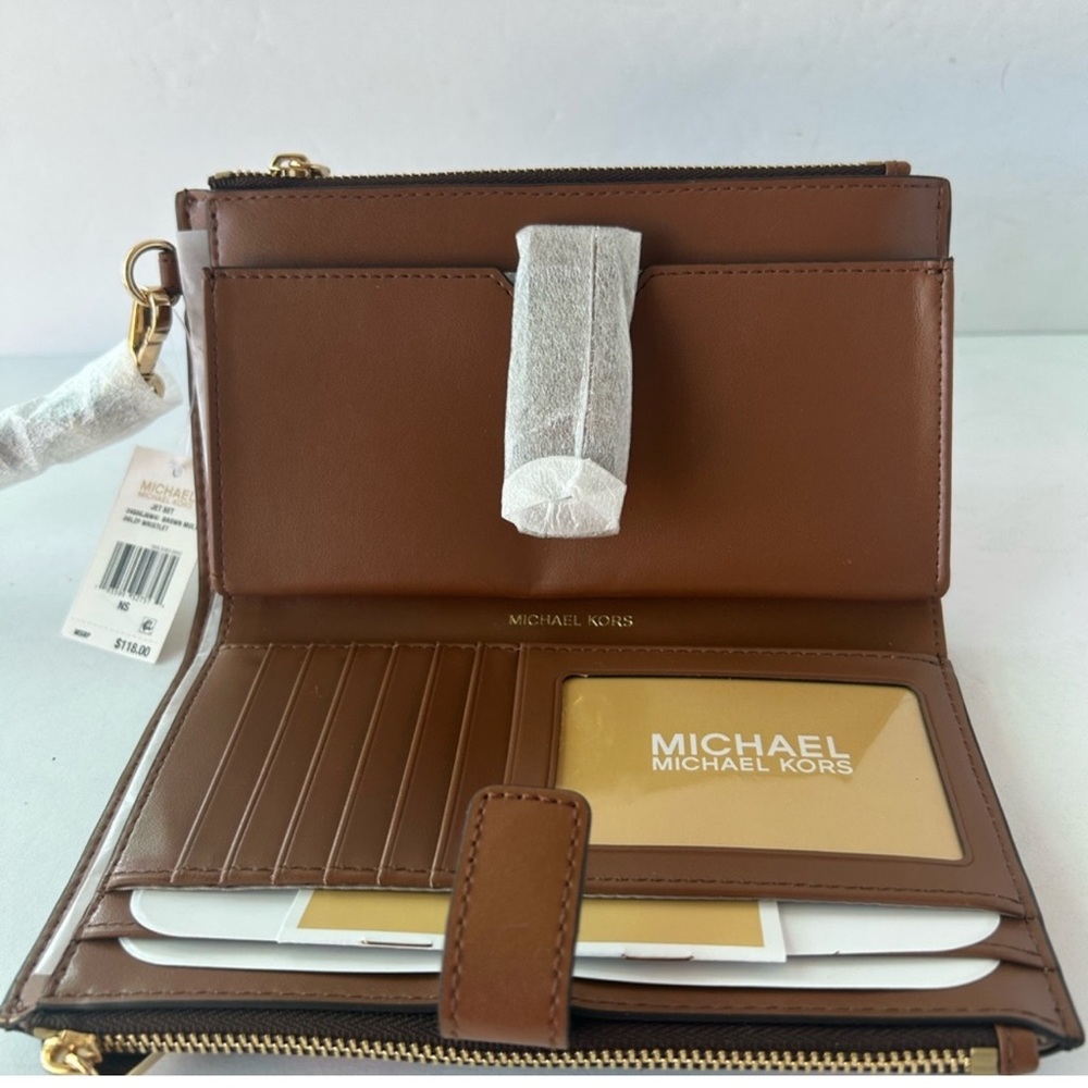 Michael Kors Floral Brown MK Print Wallet NWT in MK Gift Box - Picture 5 of 7